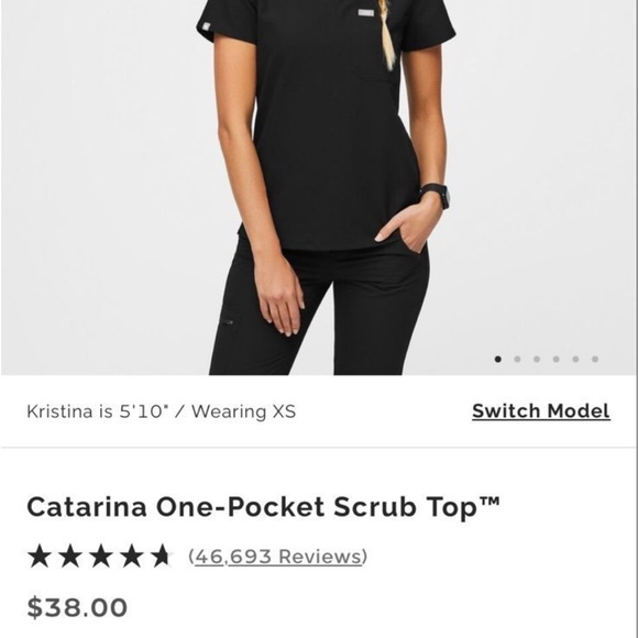 figs scrub set black women’s small top and bottom - Picture 2 of 4